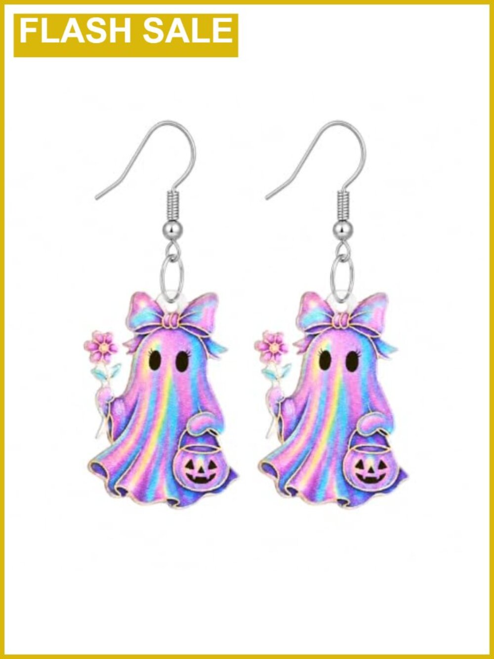 Halloween Drop Dangle Earrings Acrylic Ghost Bow Pumpkin Lightweight
